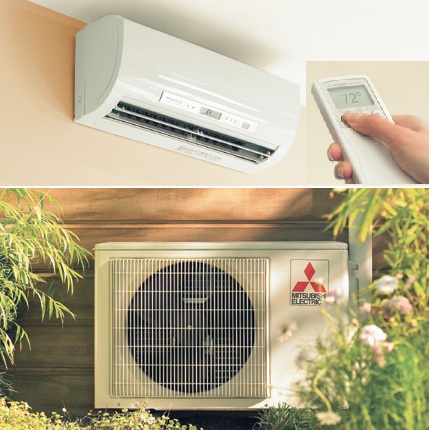Mitsubishi ductless heat pump installation