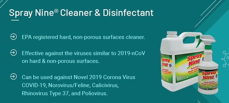 Spray Nine Cleaner and Disinfectant - new coronavirus products