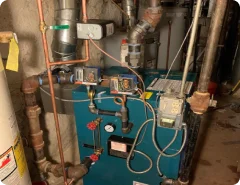 Blue residential water boiler