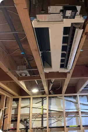HVAC unit exposed ceiling