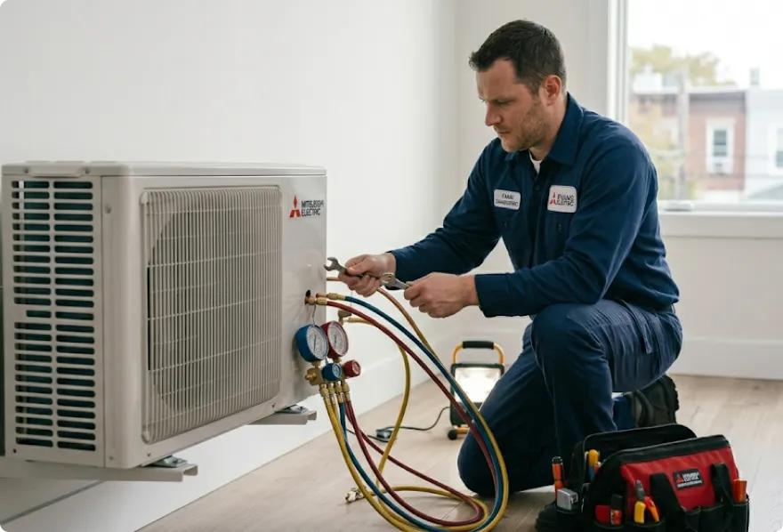 Ductless mini-split repair by Mitsubishi Diamond Contractor